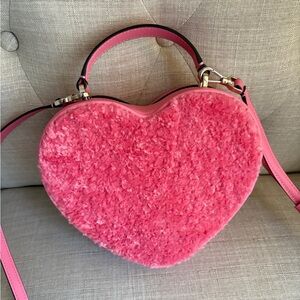 Kate Spade Love Shack Heart handbag crossbody purse Faux Fur *New*